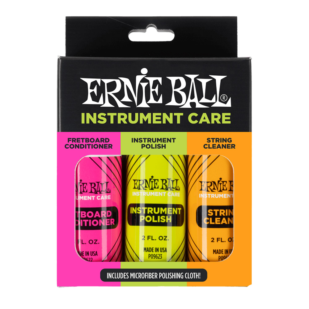 ERNIE BALL P04225 3lü Cila Seti ve Microfiber Temizlik Bezi Gitar Temizlik Ve Bakım Ürünü